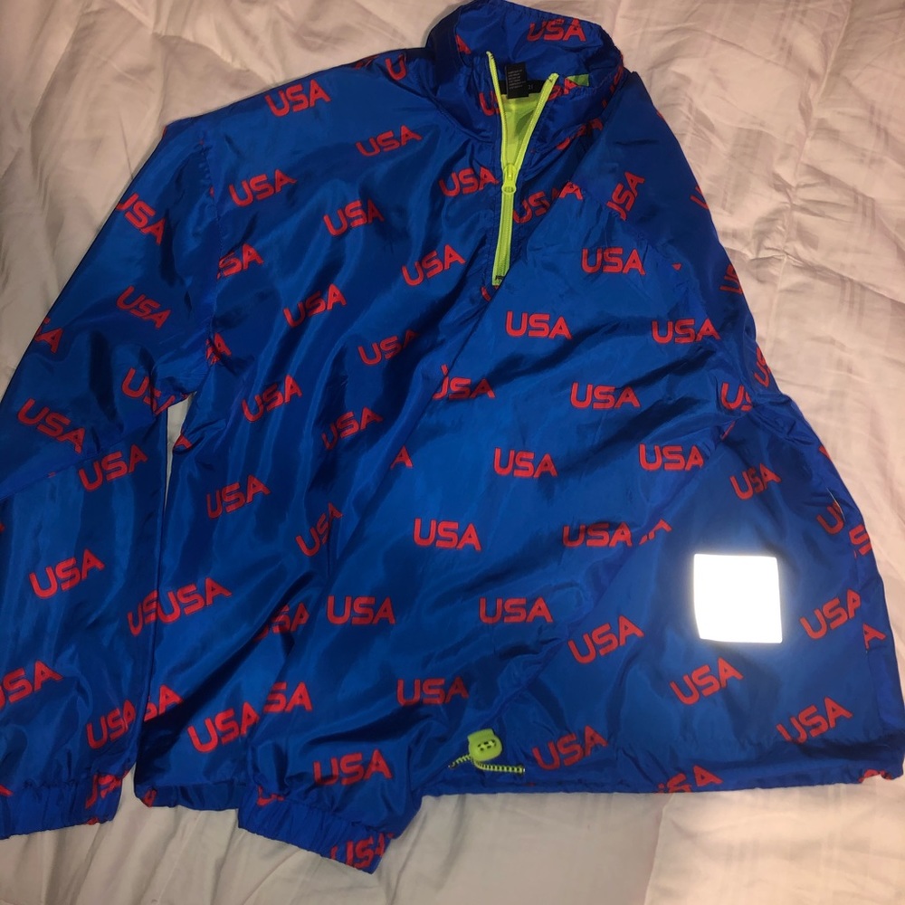 Blue and red USA Windbreaker